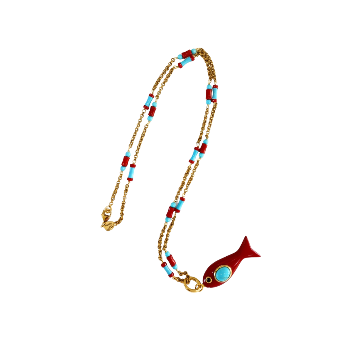 Grazia & Marica Vozza Little Fish Necklace in Red Resin and