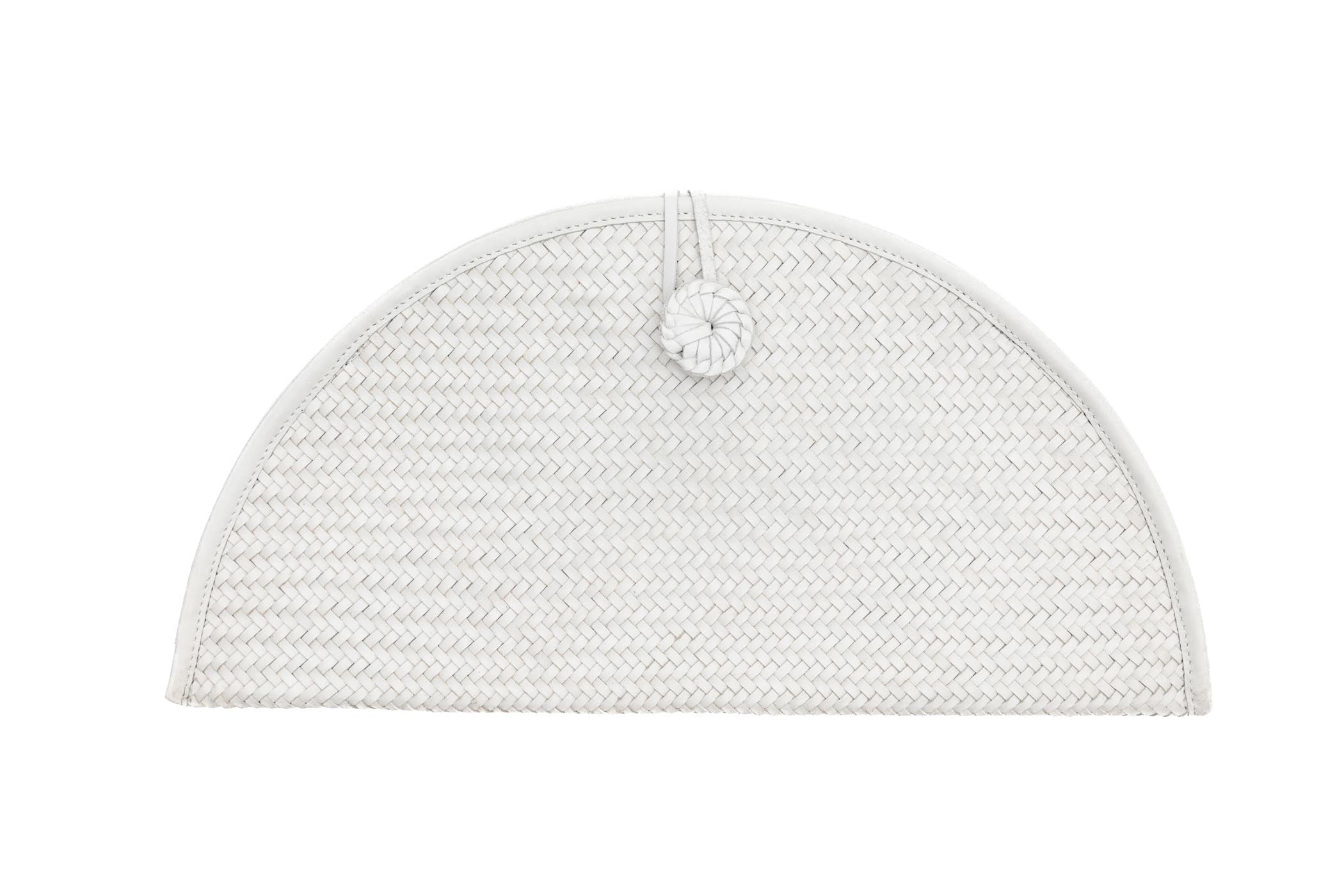 Adriana Castro Woven Leather Clutch in White