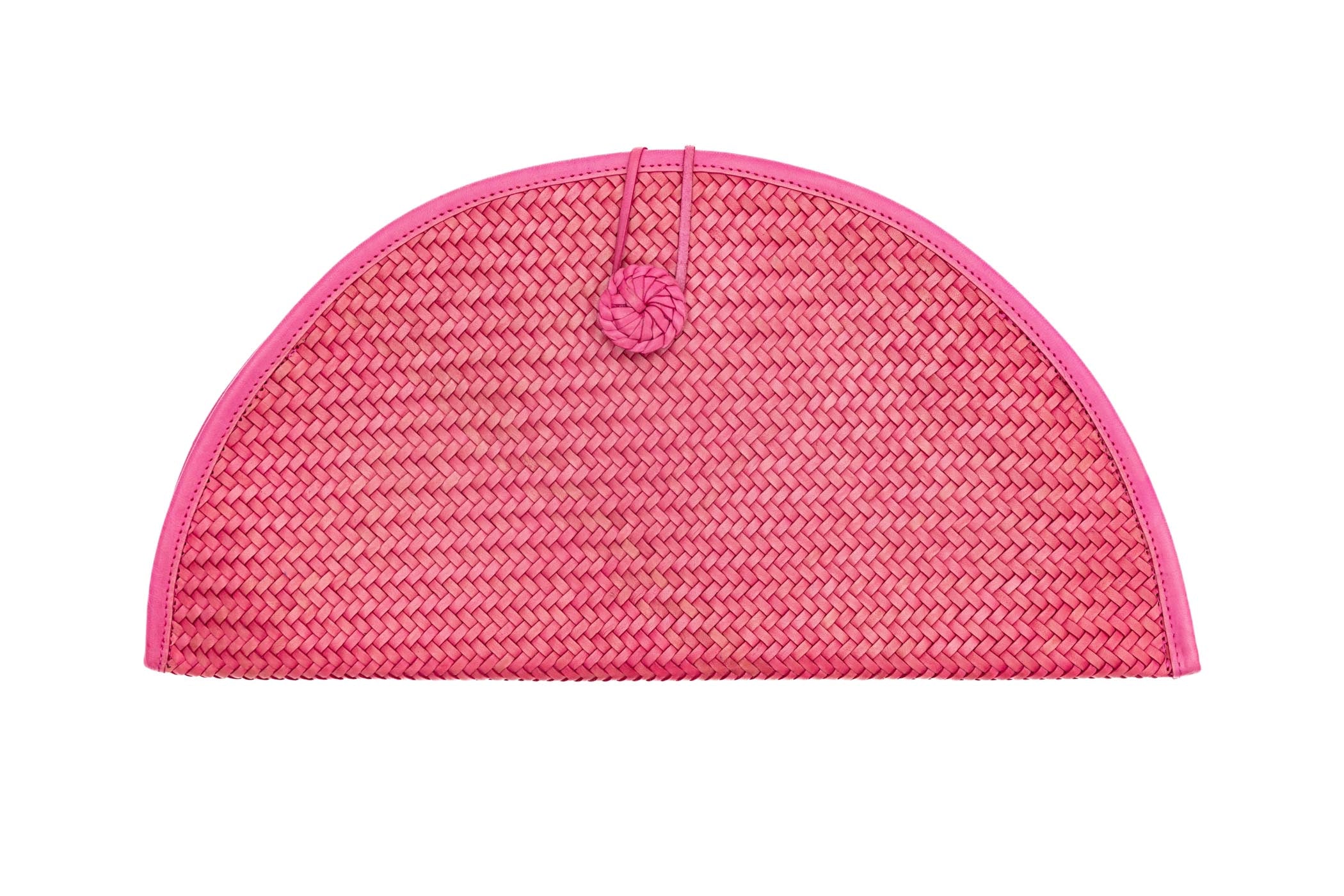 Adriana Castro Woven Leather Clutch in Pink