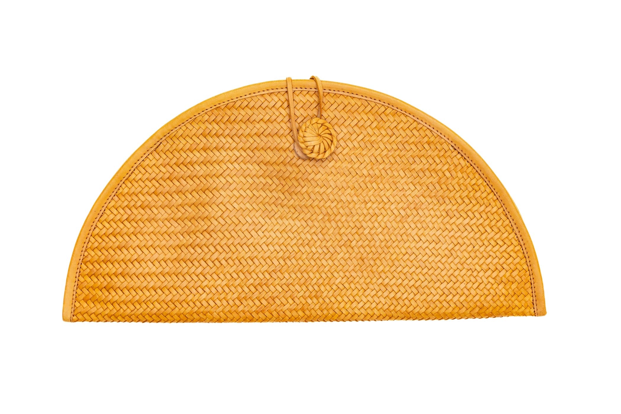 Adriana Castro Woven Leather Clutch in Yellow
