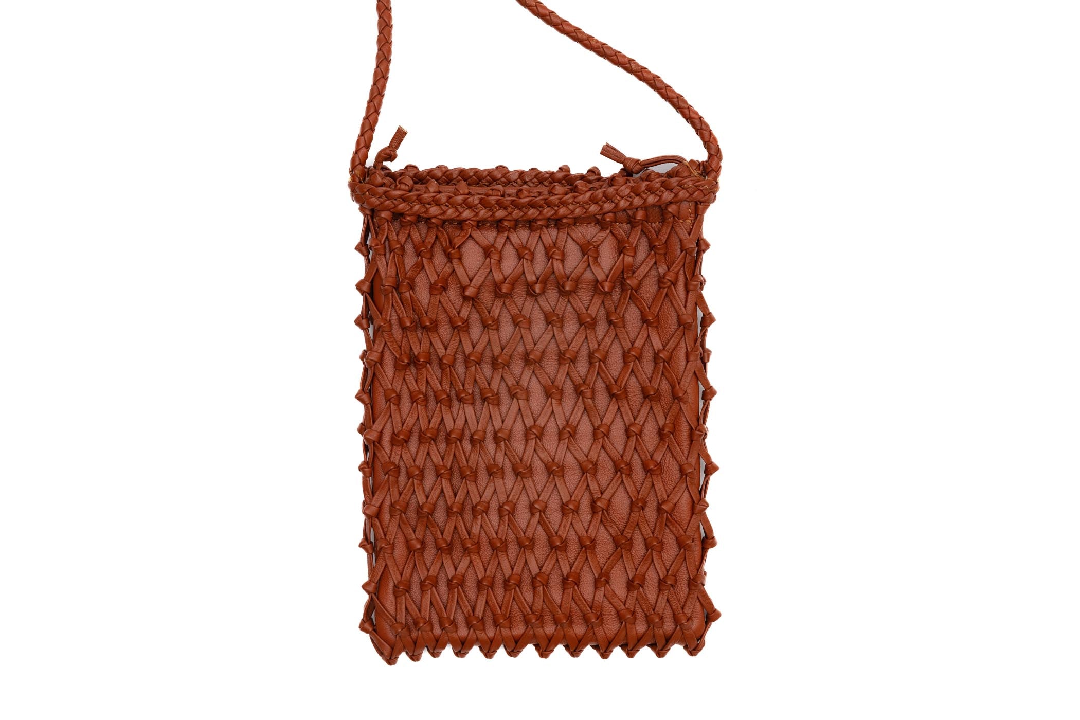 Adriana Castro La Magdalena Leather Crossbody Bag in Cognac