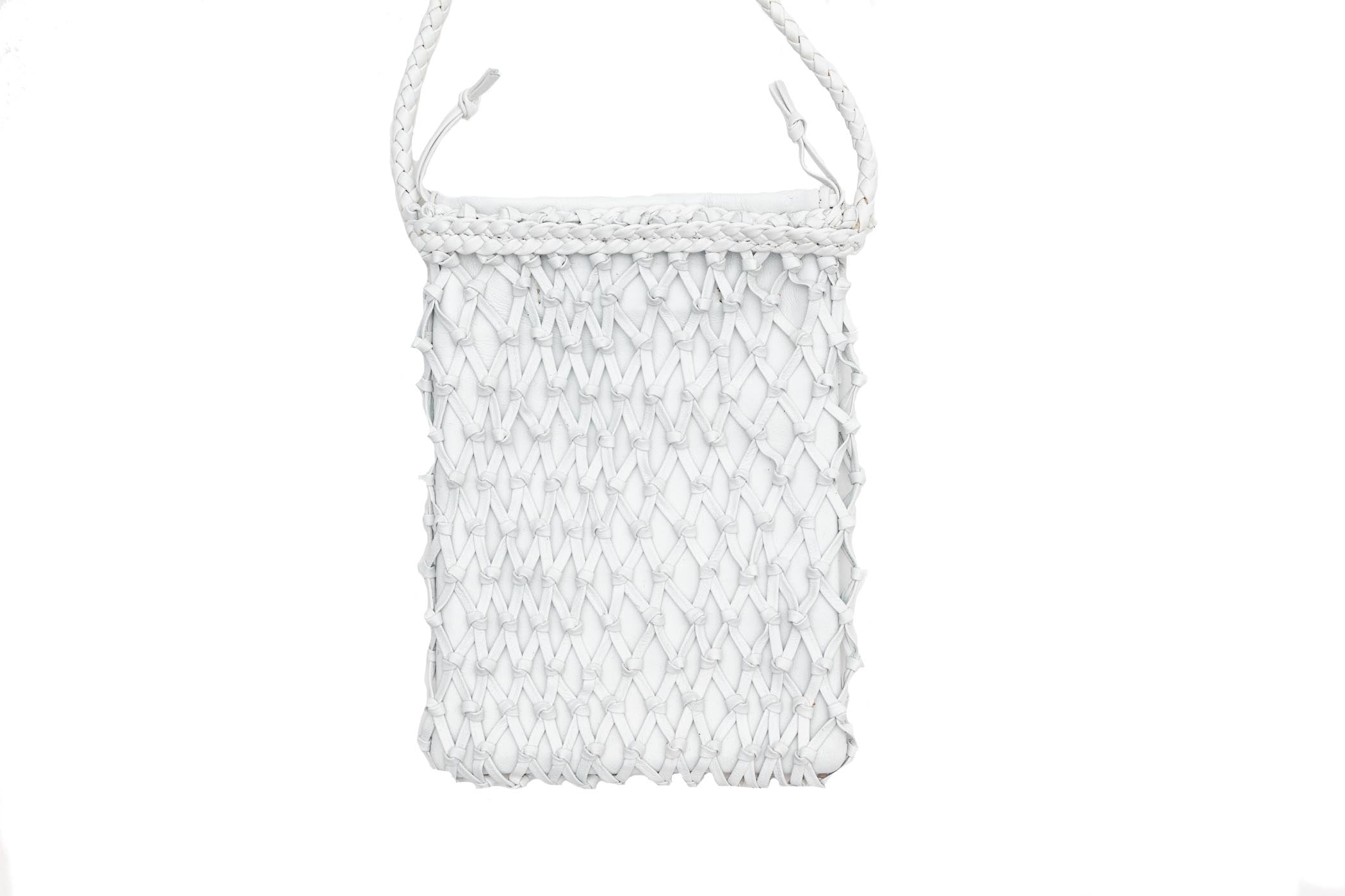 Adriana Castro La Magdalena Leather Crossbody Bag in White