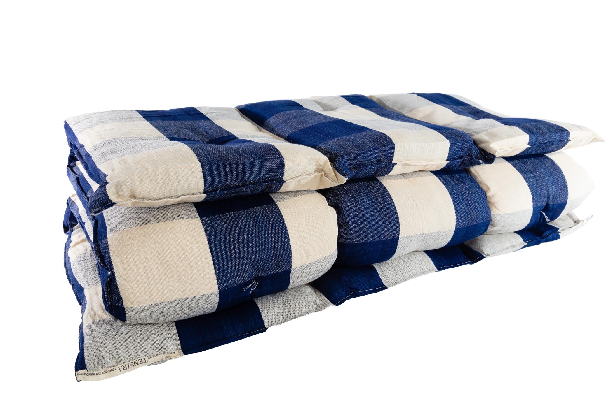 Tensira Kapok Mattress - Navy and Cream Plaid