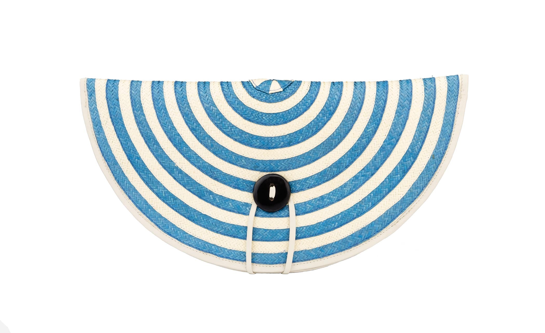 Adriana Castro Caña Flecha Clutch in Blue and Natural Straw