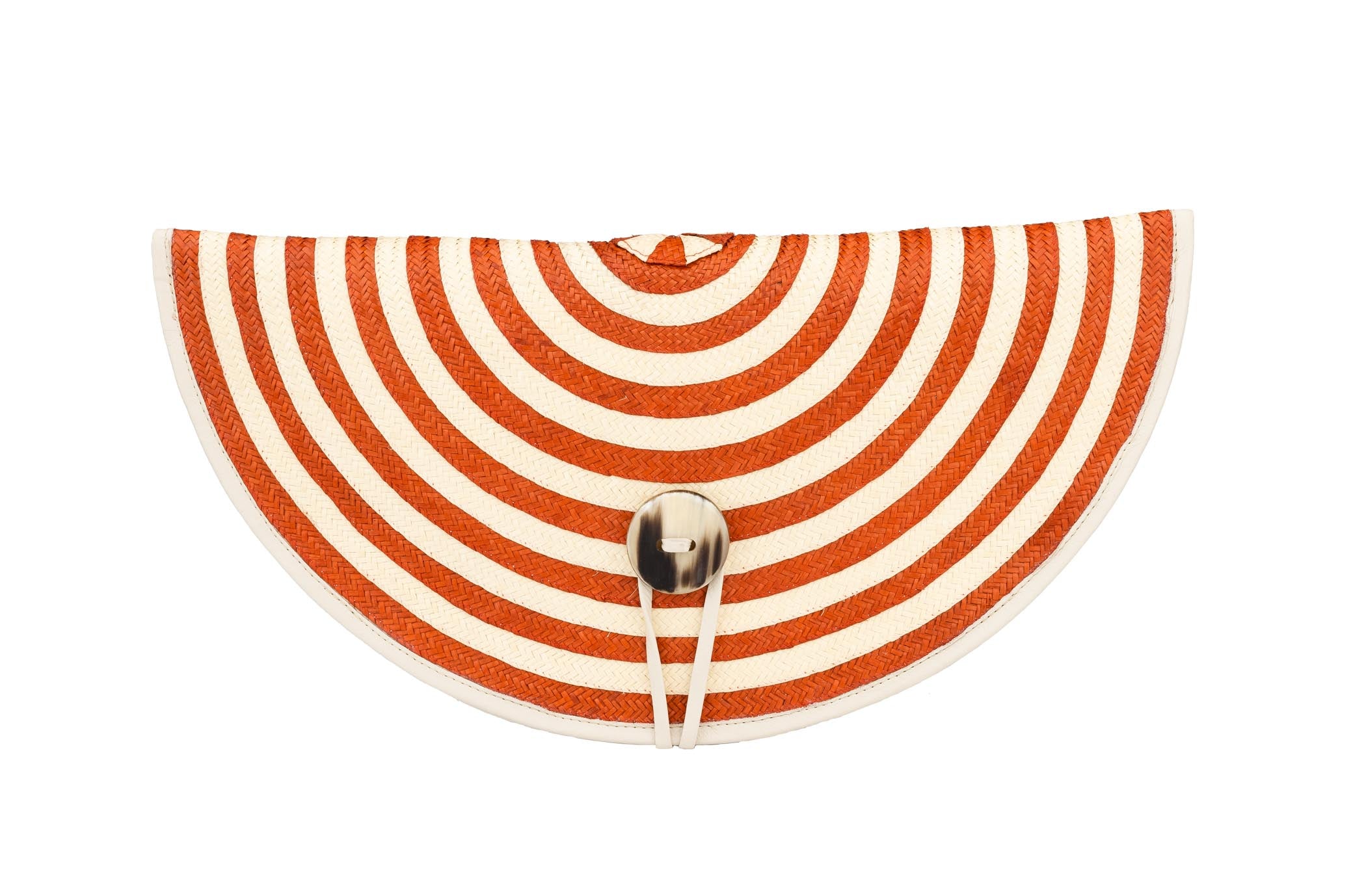 Adriana Castro Caña Flecha Clutch in Orange and Natural Straw