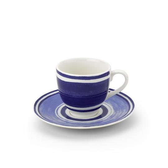 Themis Z tea or coffee cup in fine porcelain adorned with hand-painted Maze pattern. 100% handcrafted in Greece.