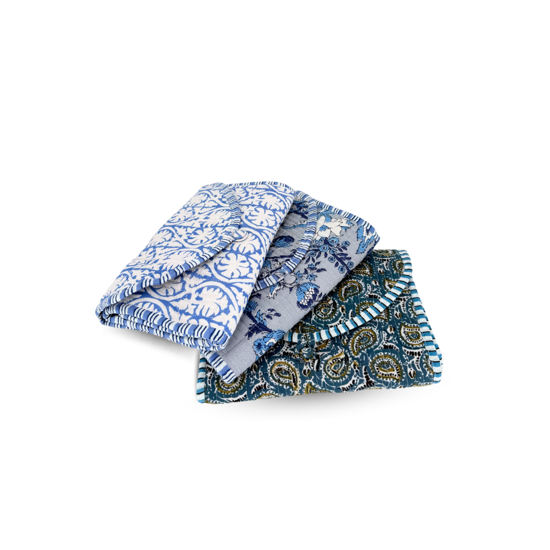 Block Print Quilted Travel Jewelry Roll Up - Thumbnail 3