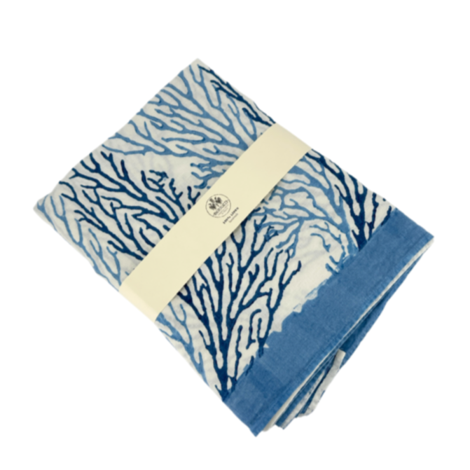 Stamperia Bertozzi Reef Blue Linen Tablecloth – Via Coquina