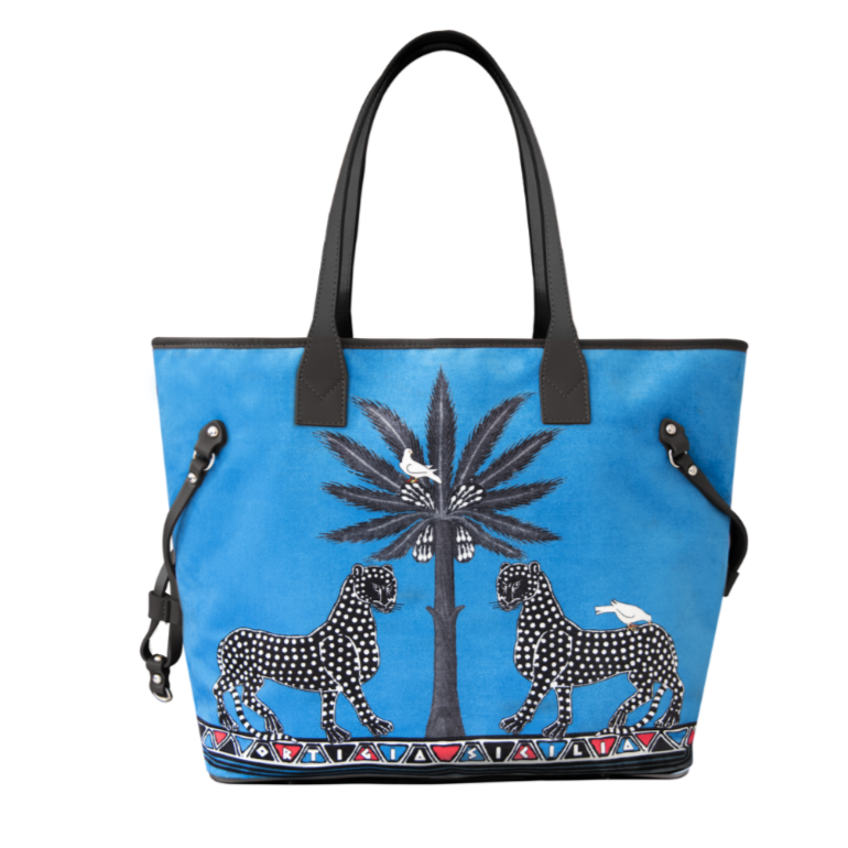 Ortigia Sicilia Gattopardo Velvet Tote Bag - Thumbnail 2