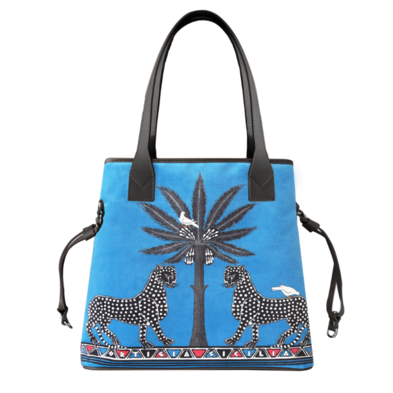 Ortigia Sicilia Gattopardo Velvet Tote Bag - Thumbnail 5