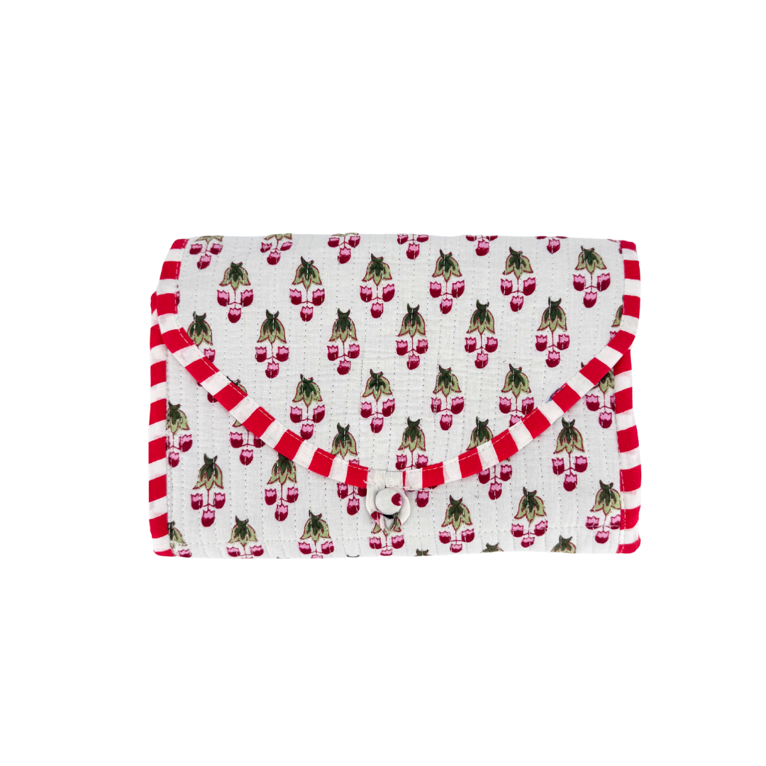 Block Print Quilted Travel Jewelry Roll Up - Thumbnail 4