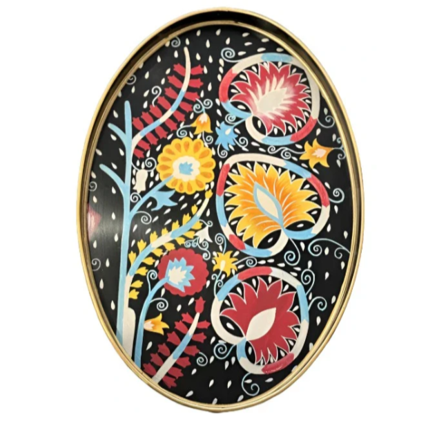 Les Ottomans Ikat Hand-painted Iron Tray