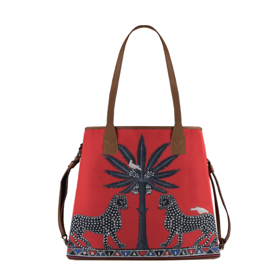 Ortigia Sicilia Gattopardo Canvas Tote Bag - Thumbnail 2