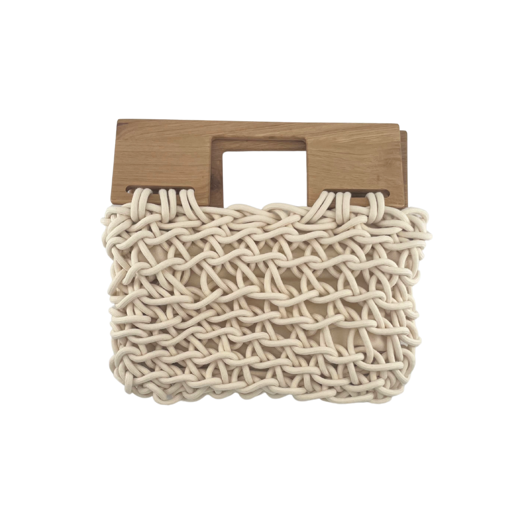 Alienina Suvi Handbag in Natural Rope with Wood Handles