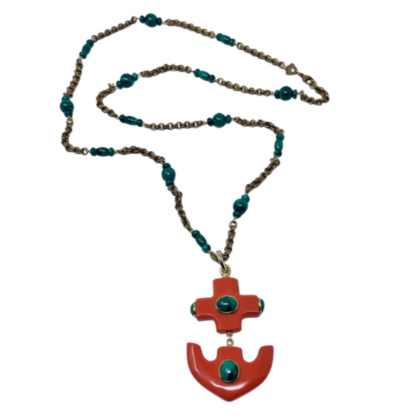 Grazia & Marica Vozza Anchor Necklace in Red Coral Resin – Via Coquina