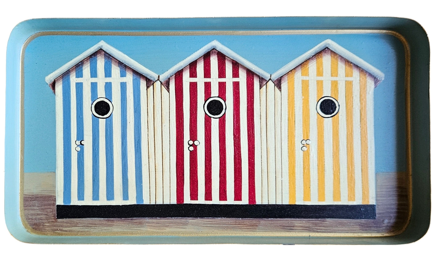 Les Ottomans Hand-painted Iron Tray Beach Cabana