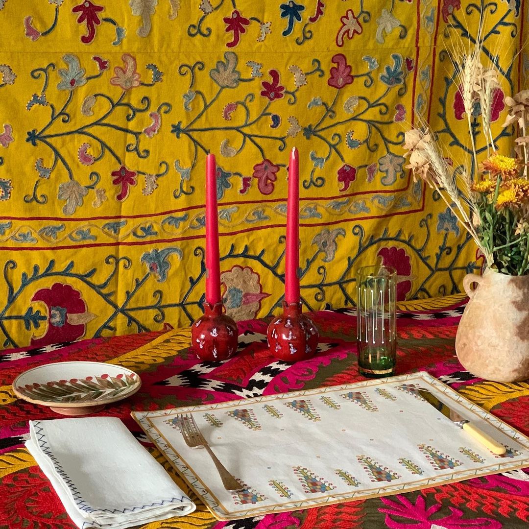 Malaika Pomegranate Candle Holder Red - Thumbnail 2