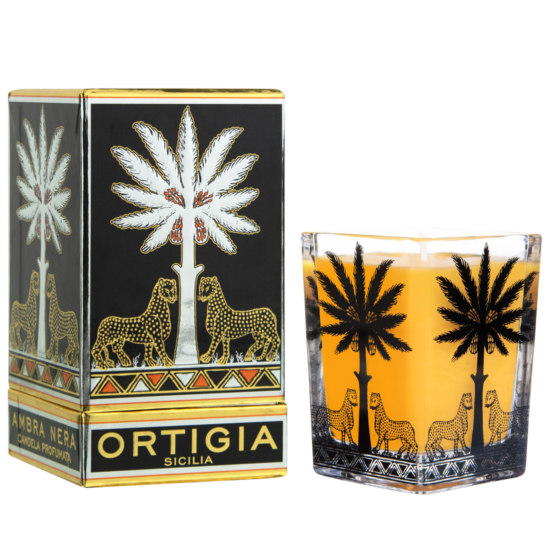Ortigia Sicilia Ambra Nera Large Square Candle