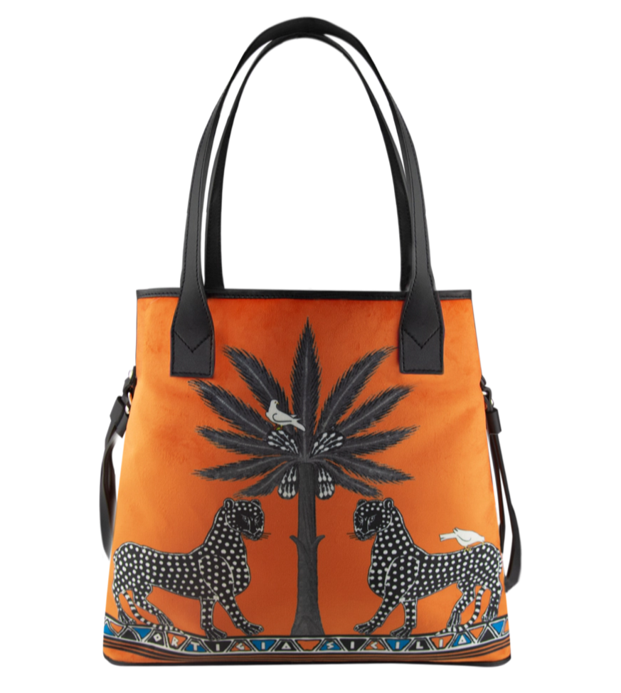 Ortigia Sicilia Gattopardo Velvet Tote Bag - Thumbnail 4