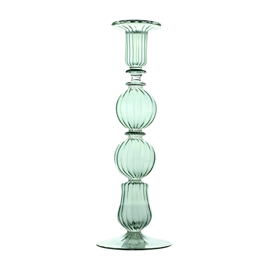 Issy Granger Ombo Glass Candlestick - Blue - Thumbnail 2