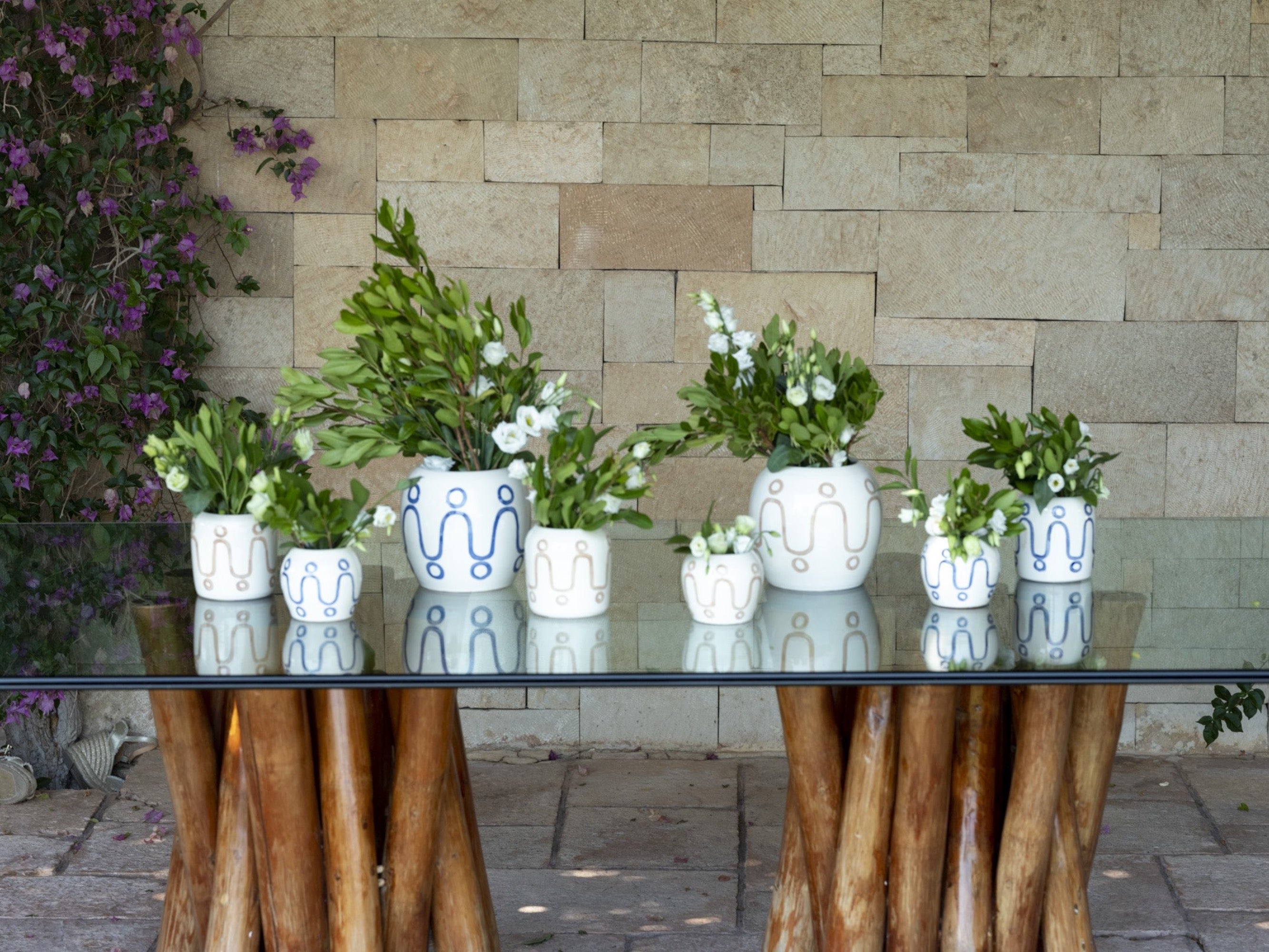 Themis Z  fine porcelain Cycladic vase adorned with hand-painted Serenity pattern. 100% handcrafted in Greece.