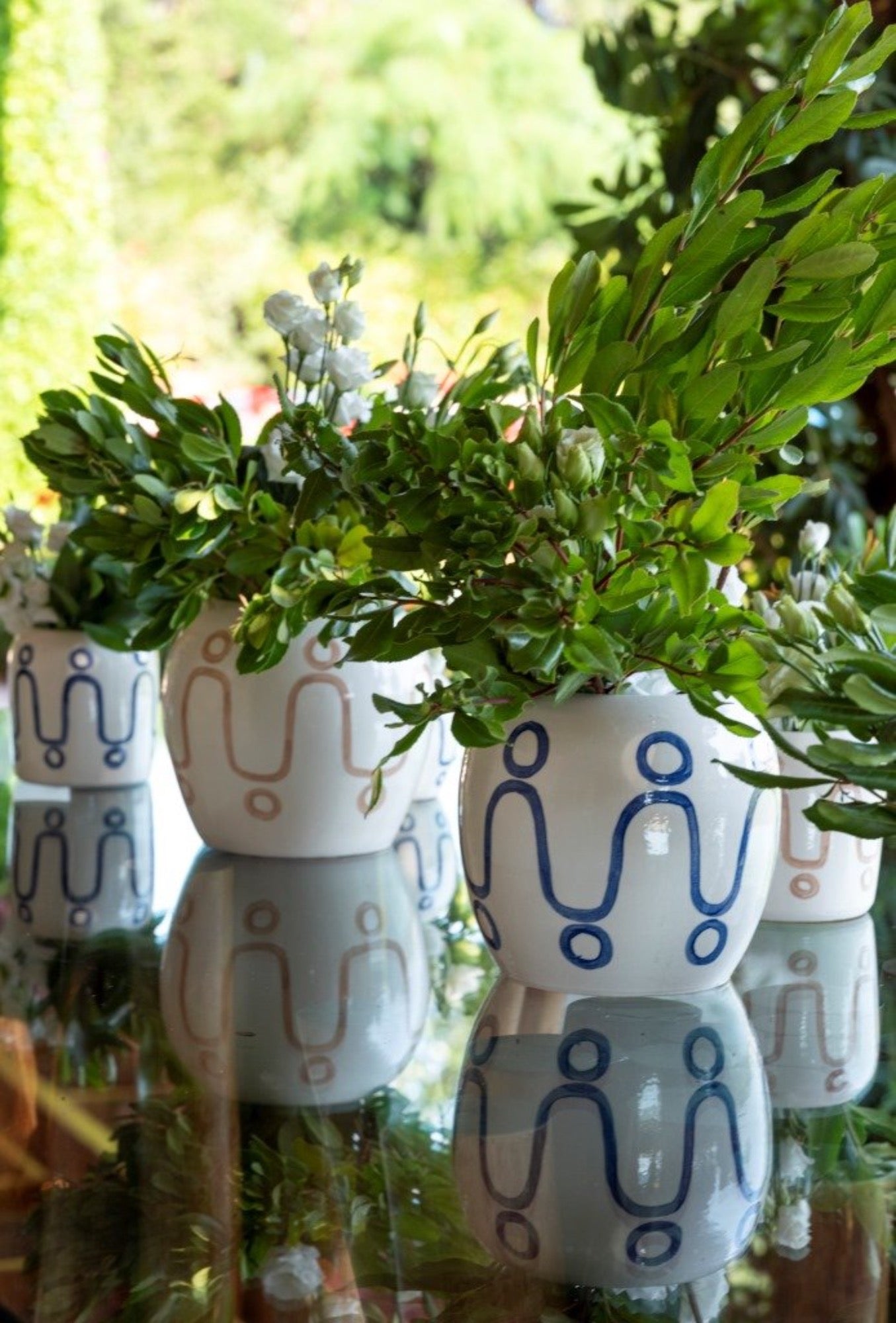 Themis Z  fine porcelain Cycladic vase adorned with hand-painted Serenity pattern. 100% handcrafted in Greece.