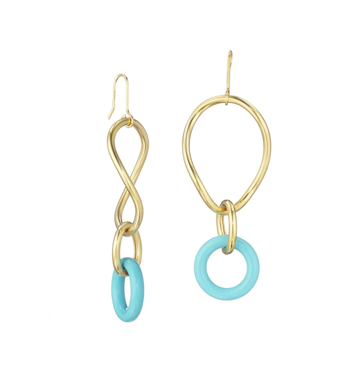 Via Coquina LLC Faraone Mennella Stella 18K Gold Earrings Small Turquoise Links