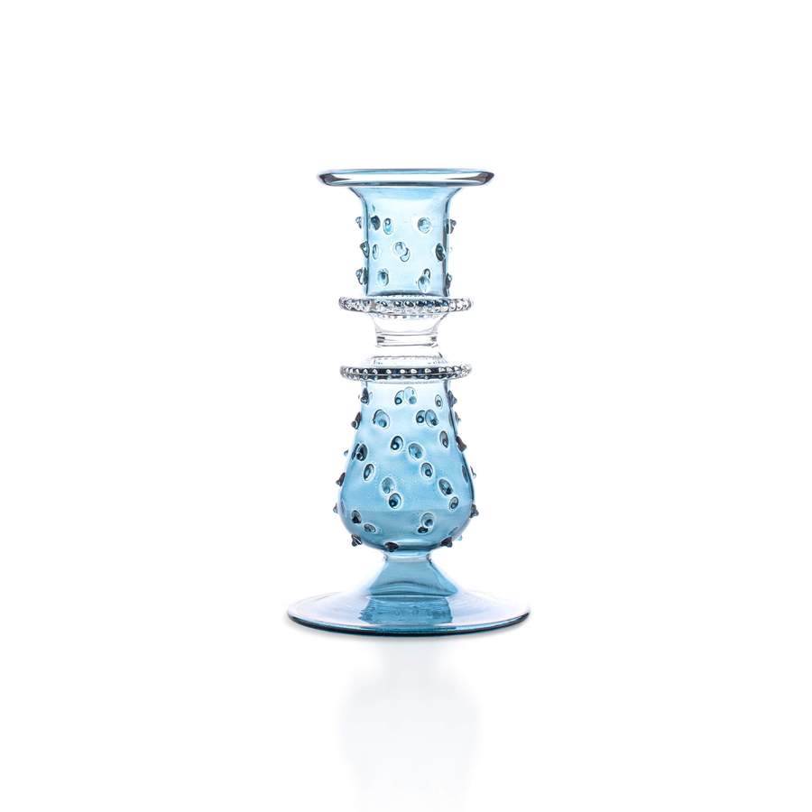 Issy Granger Ombo Glass Candlestick - Blue - Thumbnail 3