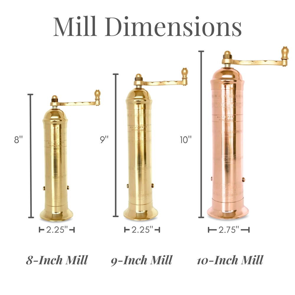 Atlas Brass Mill- 8 inch Pepper Grinder