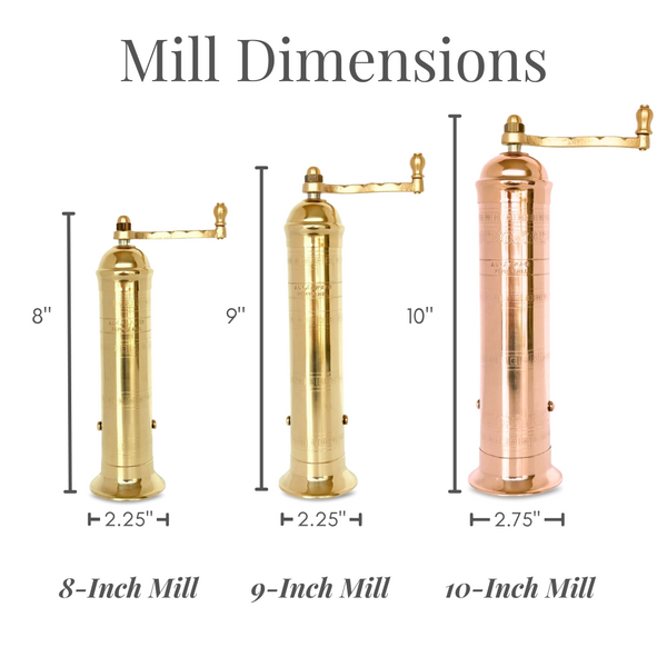 Via Coquina 8" Brass Pepper Mill
